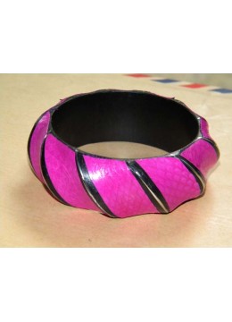 Wood Bangle Leather Snake