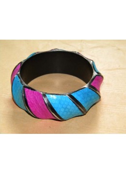 Wood Bangle Leather Snake