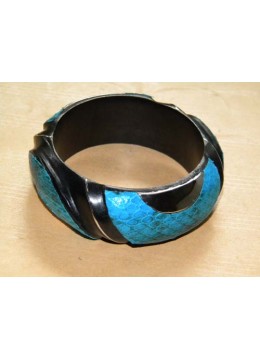 Wood Bangle Leather Snake