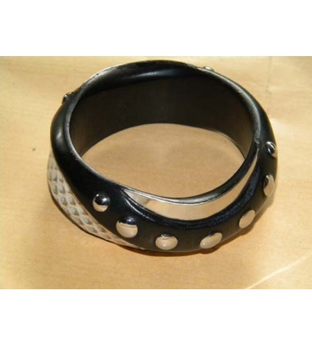 Wooden Bangle Leather Snake