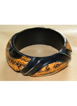 Wooden Bangle Leather Snake