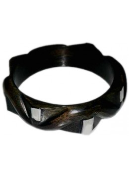 Wooden Bracelet Art Lines Stainless, Bali Wooden Bangle Supplier