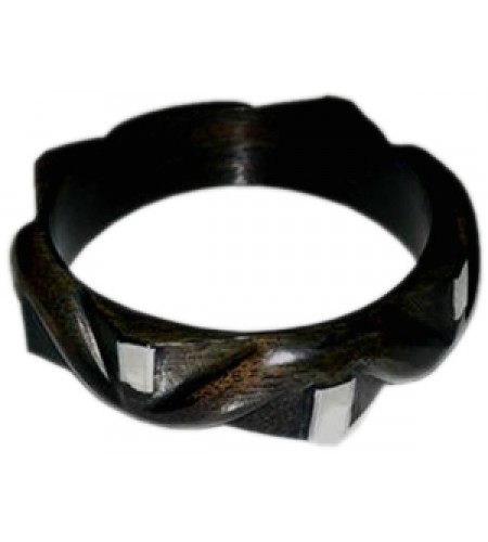 Wooden Bracelet Art Lines Stainless, Bali Wooden Bangle Supplier