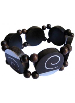 Wooden Bracelet Art Lines Stainless, Bali Wooden Bangle Supplier