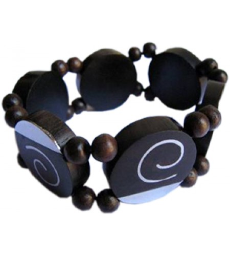 Wooden Bracelet Art Lines Stainless, Bali Wooden Bangle Supplier