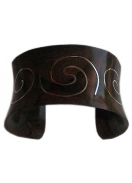 Wooden Bracelet Art Lines Stainless, Bali Wooden Bangle Supplier