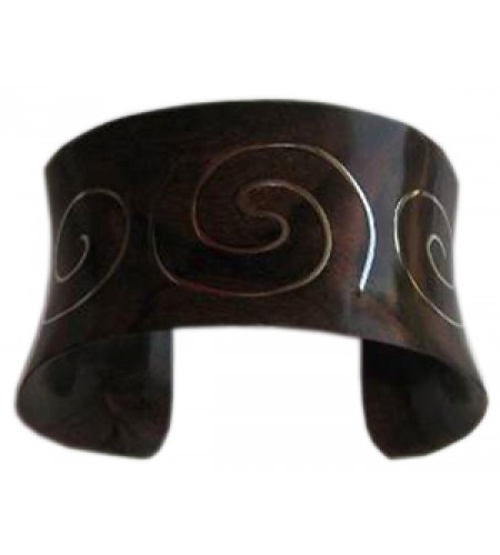 Wooden Bracelet Art Lines Stainless, Bali Wooden Bangle Supplier