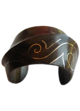 Wooden Bracelet Art Lines Stainless, Bali Wooden Bangle Supplier