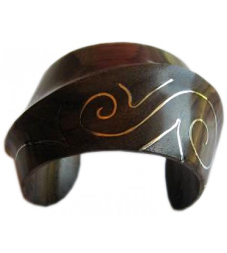 Wooden Bracelet Art Lines Stainless, Bali Wooden Bangle Supplier