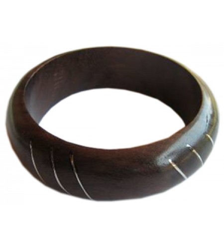 Wooden Bracelet Art Lines Stainless, Bali Wooden Bangle Supplier