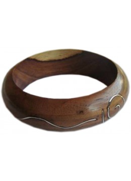 Wooden Bracelet Art Lines Stainless, Bali Wooden Bangle Supplier