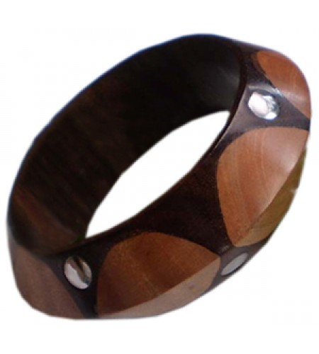 Wooden Bracelet Art Lines Stainless, Bali Wooden Bangle Supplier