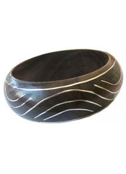 Wooden Bracelet Art Lines Stainless, Bali Wooden Bangle Supplier