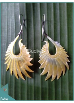 A Pair Of Shell Earrings With Winged Sterling Silver Hooks 925