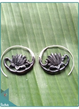 Angular Lotus Earrings 925 Sterling Silver Hook