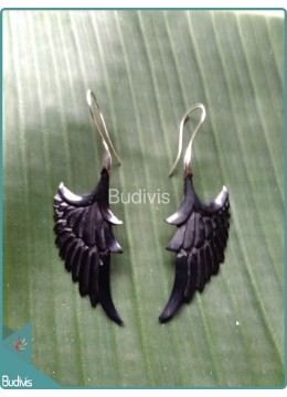 Black Wood Earrings 925 Sterling Silver Hook