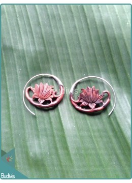 Brown Lotus Wood Earrings 925 Sterling Silver Hook