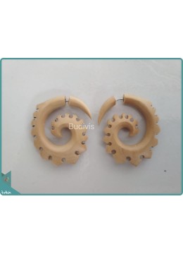 Crafted Wooden Spiral Earrings 925 Sterling Silver Hook