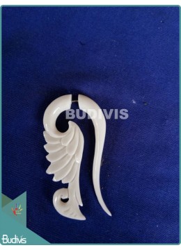 High Quality Wing Bone Carved Earrings 925 Sterling Silver Hook