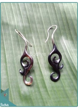 Horn Tribal Earrings 925 Sterling Silver Hook