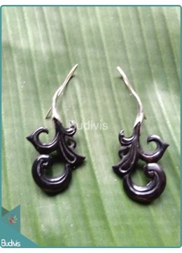 Koru Style Horn Carved Earrings 925 Sterling Silver Hook