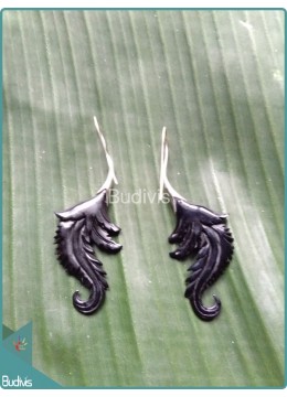 Leaf Style Wooden Earrings 925 Sterling Silver Hook