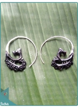 Maori Style Horn Carving Earrings 925 Sterling Silver Hook