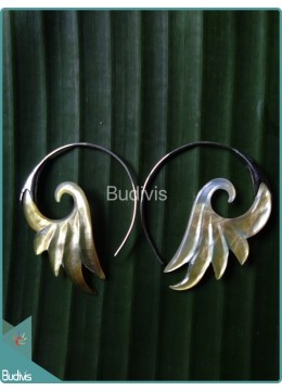 Round Shell Wing Earrings 925 Sterling Silver Hook