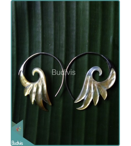 Round Shell Wing Earrings 925 Sterling Silver Hook