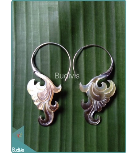 Seashell Tribal Earrings With Sterling Silver Hook