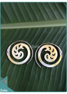 Shell Koru Spiral Earrings 925 Sterling Silver Hook