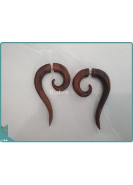 Simple Maori Style Sterling Silver Hook Wooden Earrings 925