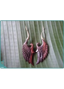 Wooden Eagle Wing Handmade Earrings 925 Sterling Silver Hook