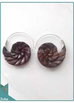 Wooden Snail Earrings 925 Sterling Silver Hook