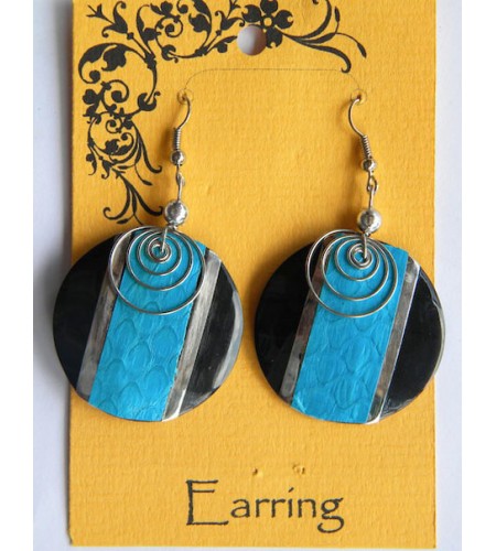 Wood Earring Leather Snake