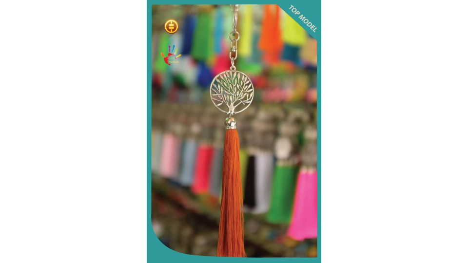 Bali Art Tree Tassel Keychain