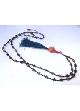 Beaded Stone Tassel Necklace