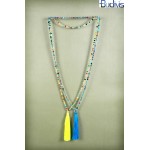 Beaded Tassel Necklace Crystal, Bali Long Necklace, Tassel Necklaces