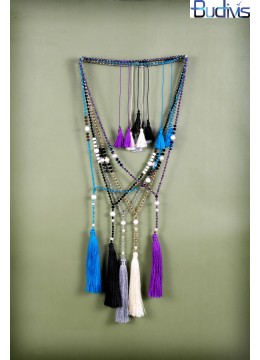 Beaded Tassel Necklace Crystal, Bali Long Necklace, Tassel Necklaces