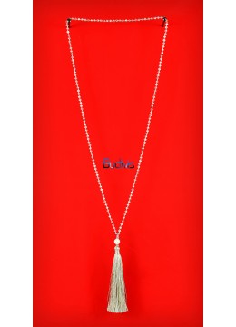 Long Beaded Crystal Tassel Necklace