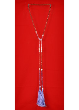 Long Beaded Lariat Tassel Necklace Freshwater