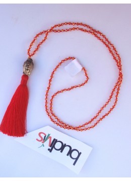 Long Crystal Tassel Necklace Buddha Statue