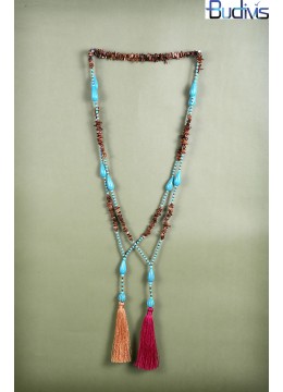 Long Gemstone Comb Necklace