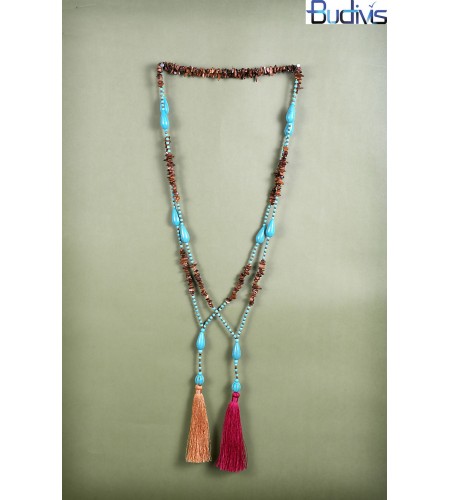 Long Gemstone Comb Necklace