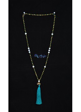 Long Large Crystal Tassel Necklace Pearl