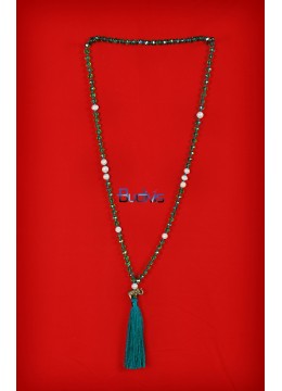 Long Large Crystal Tassel Necklace Pearl