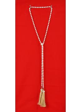 Long White Pearl Lariat Tassel Necklace