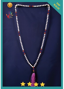 Mala 108 Stone Howlite Long Hand Knot Necklace For Sale