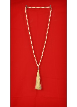 Wooden Tassel Necklace With Pearls