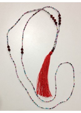 Long Beaded Tassel Necklace